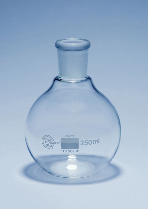 Flat bottom flask 150ml, short neck, 19/26